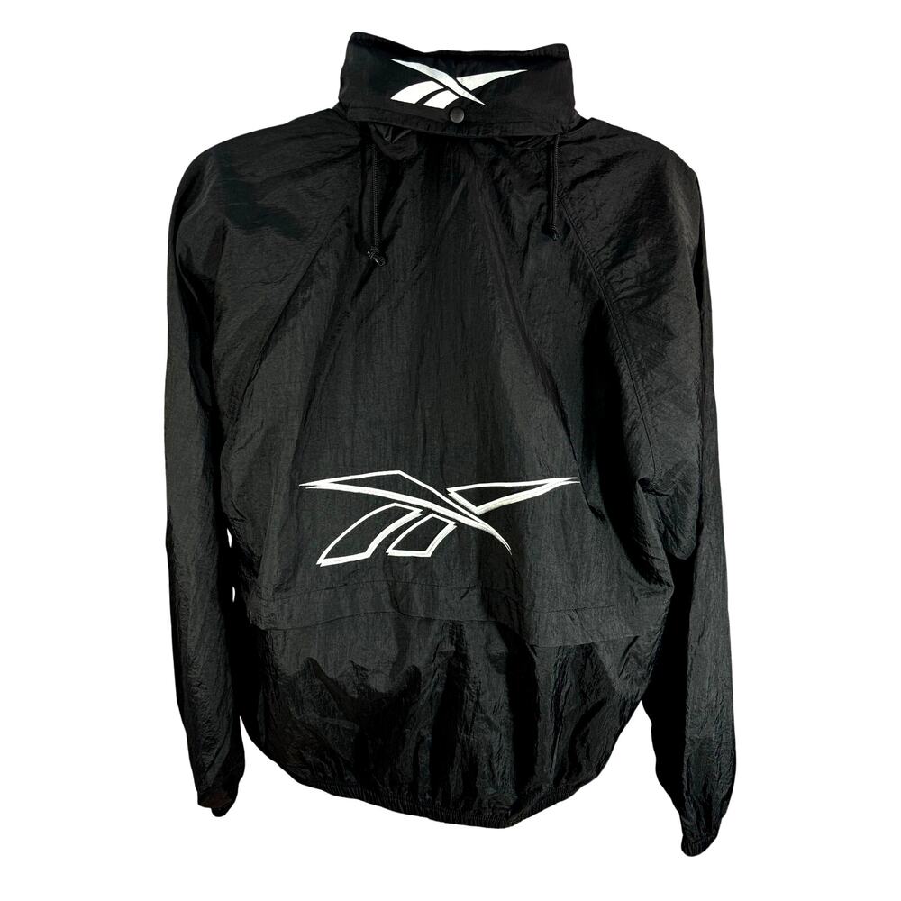 Vintage Reebok Black & White Full-Zip Windbreaker Jacket Size Large